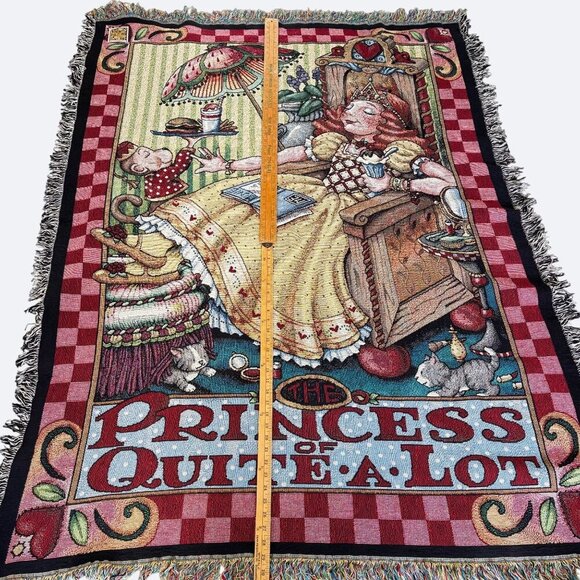 Vintage Mary Engelbreit The Princess Of Quite A Lot Tapestry Blanket 51” X 68” - Picture 5 of 7